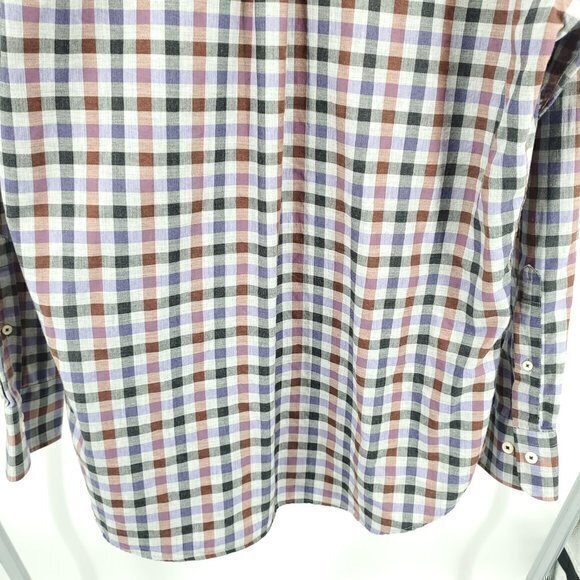 Peter Millar 100% Cotton Check Plaid Button Down Shirt L Gray/Red - Picture 10 of 16